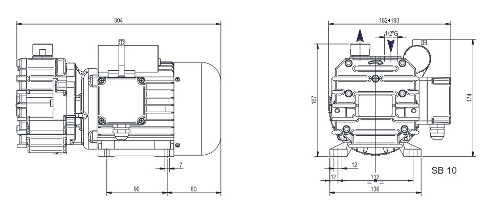 sb 10 sizes размеры вакуумного насоса DVP SB 10