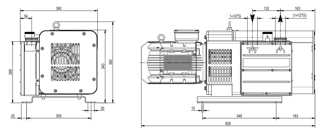 sc100-140sizes размеры вакуумного насоса DVP SC 140