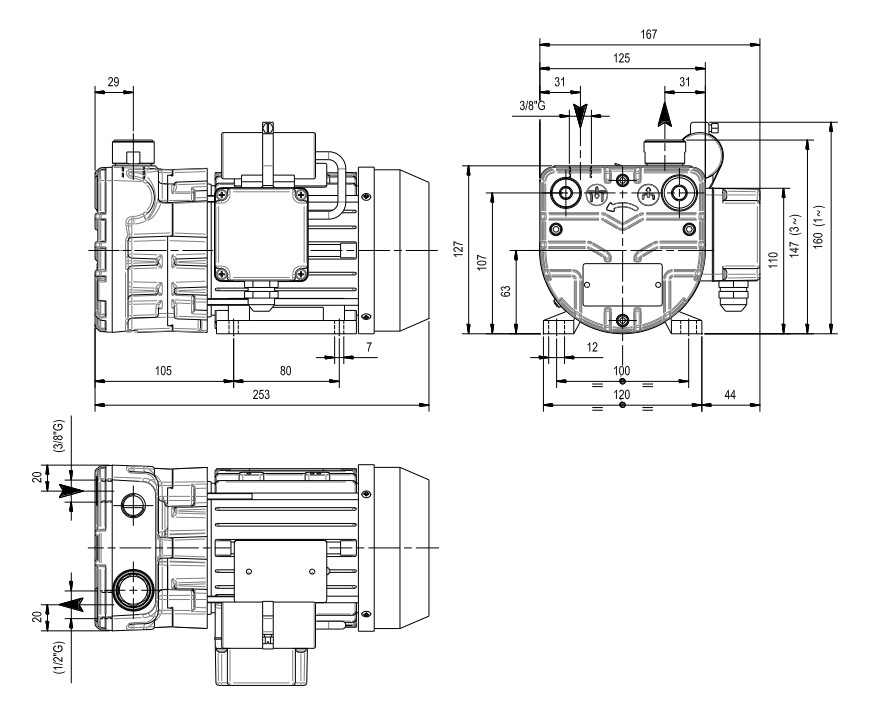 sc.8sizes размеры вакуумного насоса DVP SC 8